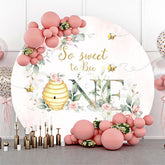Lofaris Floral So Sweet To Bee One Birthday Round Backdrop